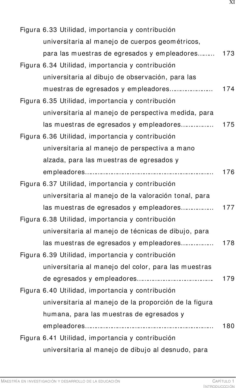 35 Utilidad, importancia y contribución universitaria al manejo de perspectiva medida, para las muestras de egresados y empleadores 175 Figura 6.