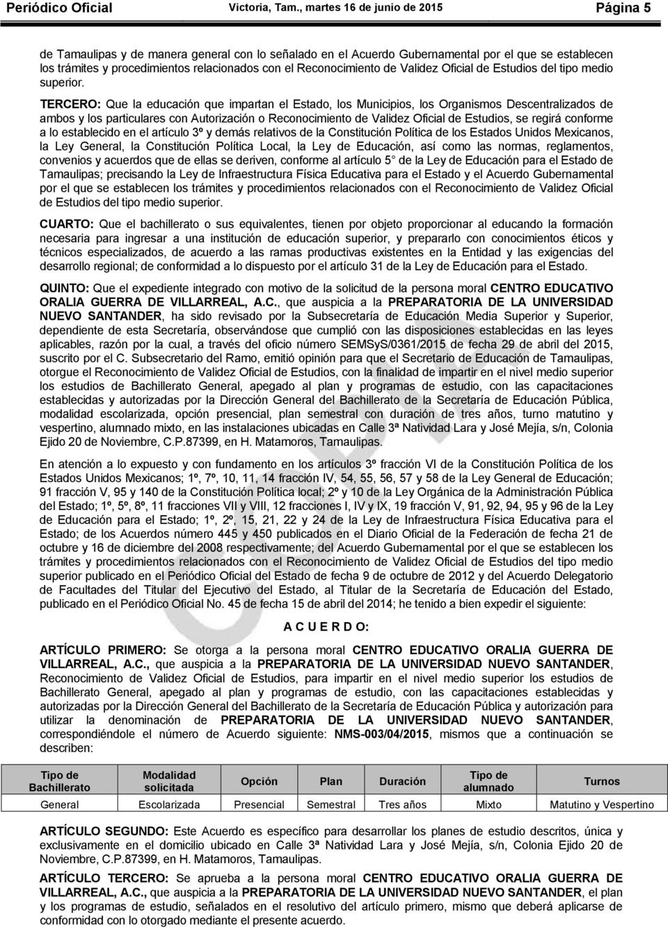 Reconocimiento de Validez Oficial de Estudios del tipo medio superior.
