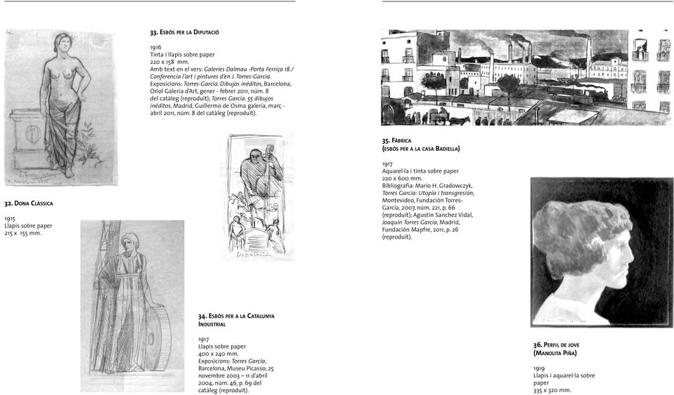 55 dibujos inéditos, Madrid, Guillermo de Osma galería, març - abril 2011, núm. 8 del catàleg (reproduït). 35. FÀBRICA (ESBÓS PER A LA CASA BADIELLA) 32.