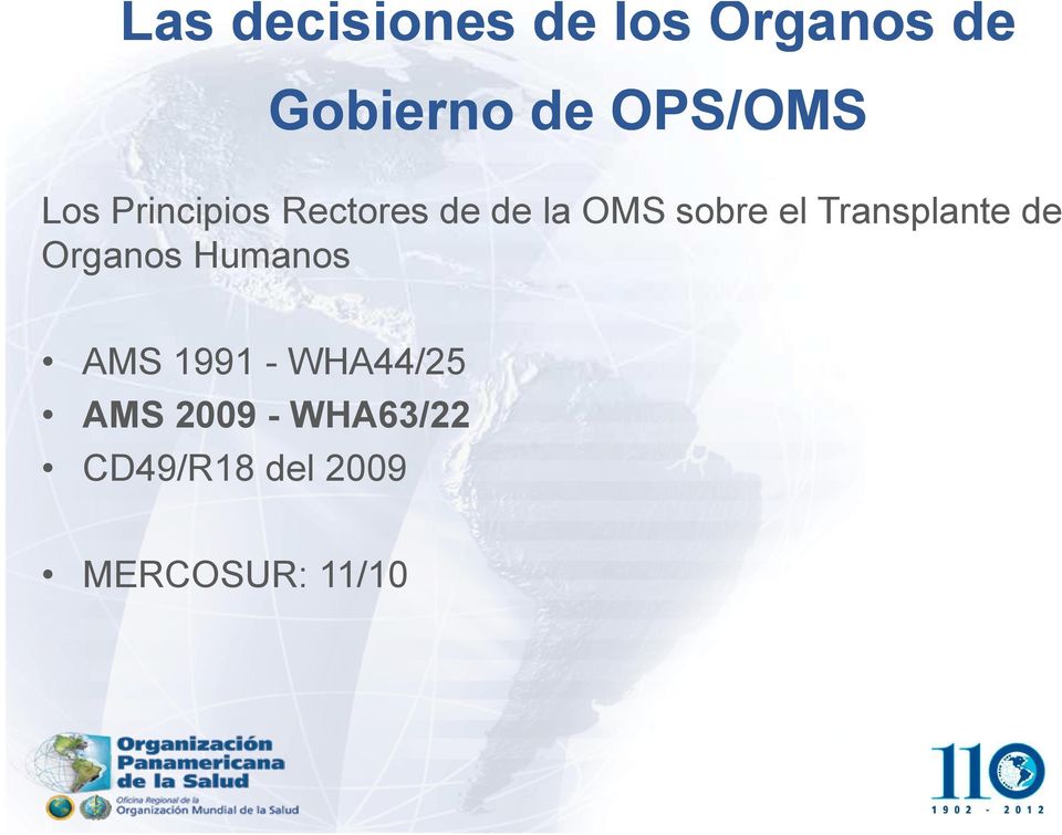 el Transplante de Organos Humanos AMS 1991 -