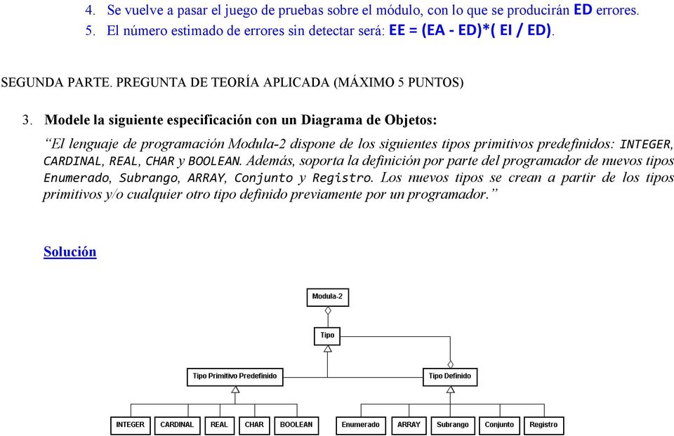 Modele la siguiente especificación con un Diagrama de Objetos: El lenguaje de programación Modula-2 dispone de los siguientes tipos primitivos predefinidos: INTEGER,