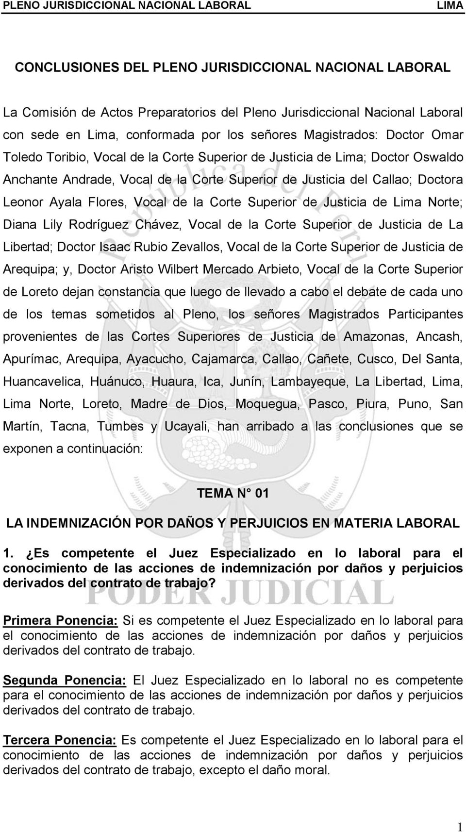 Superior de Justicia de Lima Norte; Diana Lily Rodríguez Chávez, Vocal de la Corte Superior de Justicia de La Libertad; Doctor Isaac Rubio Zevallos, Vocal de la Corte Superior de Justicia de