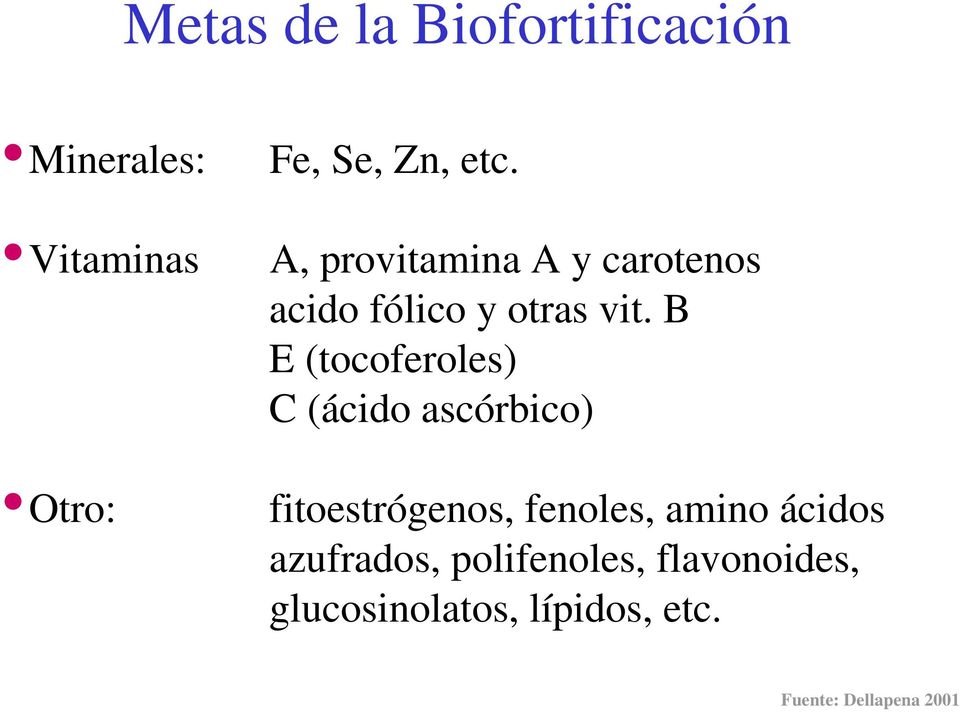B E (tocoferoles) C (ácido ascórbico) fitoestrógenos, fenoles, amino