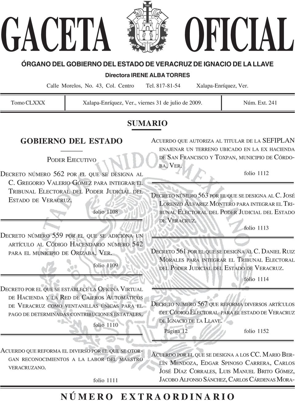 GREGORIO VALERIO GÓMEZ PARA INTEGRAR EL TRIBUNAL ELECTORAL DEL PODER JUDICIAL DEL ESTADO DE VERACRUZ.