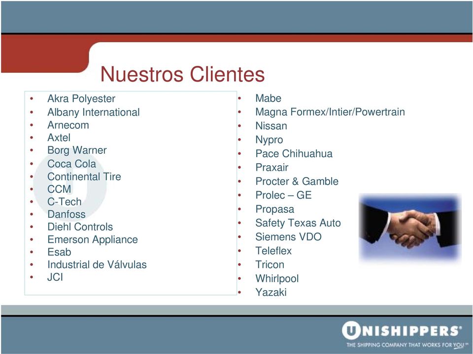 Nuestros Clientes Mabe Magna Formex/Intier/Powertrain Nissan Nypro Pace Chihuahua Praxair