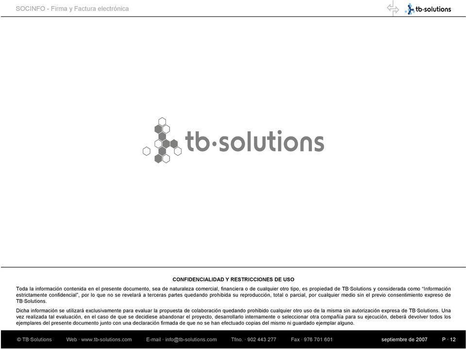 consentimiento expreso de TB Solutions.