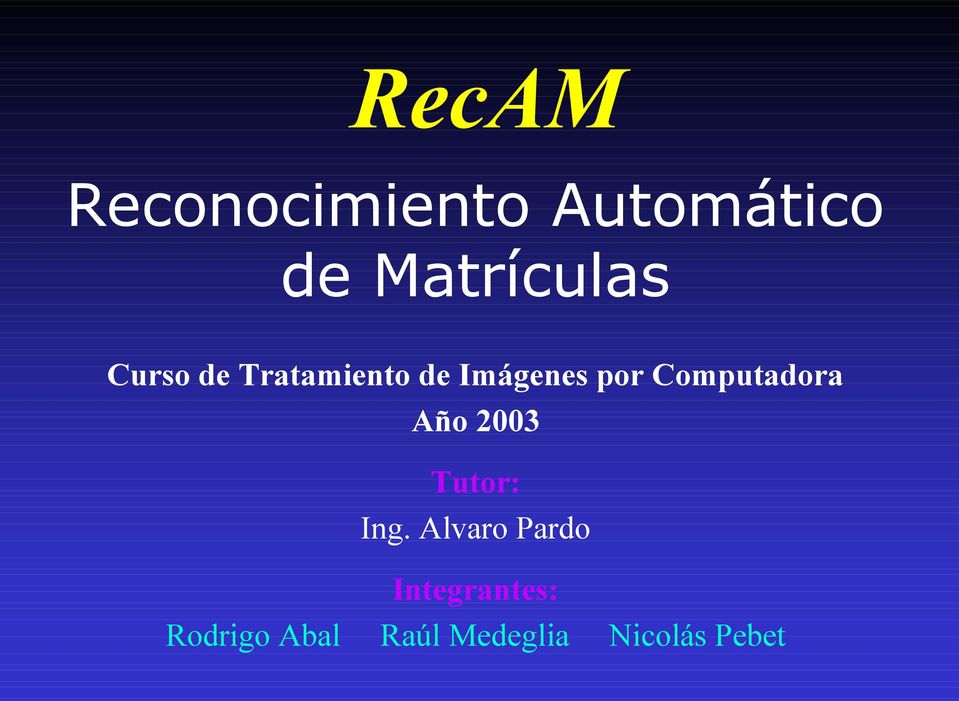 Computadora Año 2003 Tutor: Ing.
