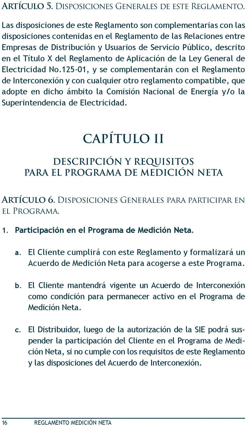 el Título X del Reglamento de Aplicación de la Ley General de Electricidad No.