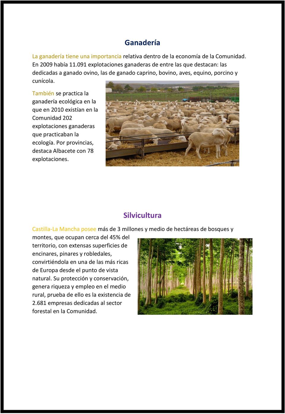 También se practica la ganadería ecológica en la que en 2010 existían en la Comunidad 202 explotaciones ganaderas que practicaban la ecología. Por provincias, destaca Albacete con 78 explotaciones.