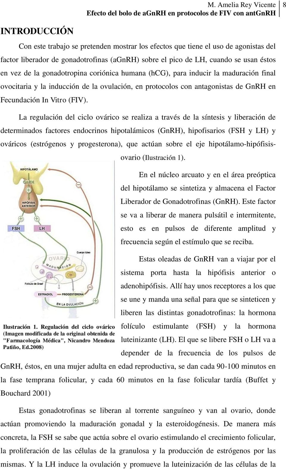 La regulación del ciclo ovárico se realiza a través de la síntesis y liberación de determinados factores endocrinos hipotalámicos (GnRH), hipofisarios (FSH y LH) y Ilustración 1.