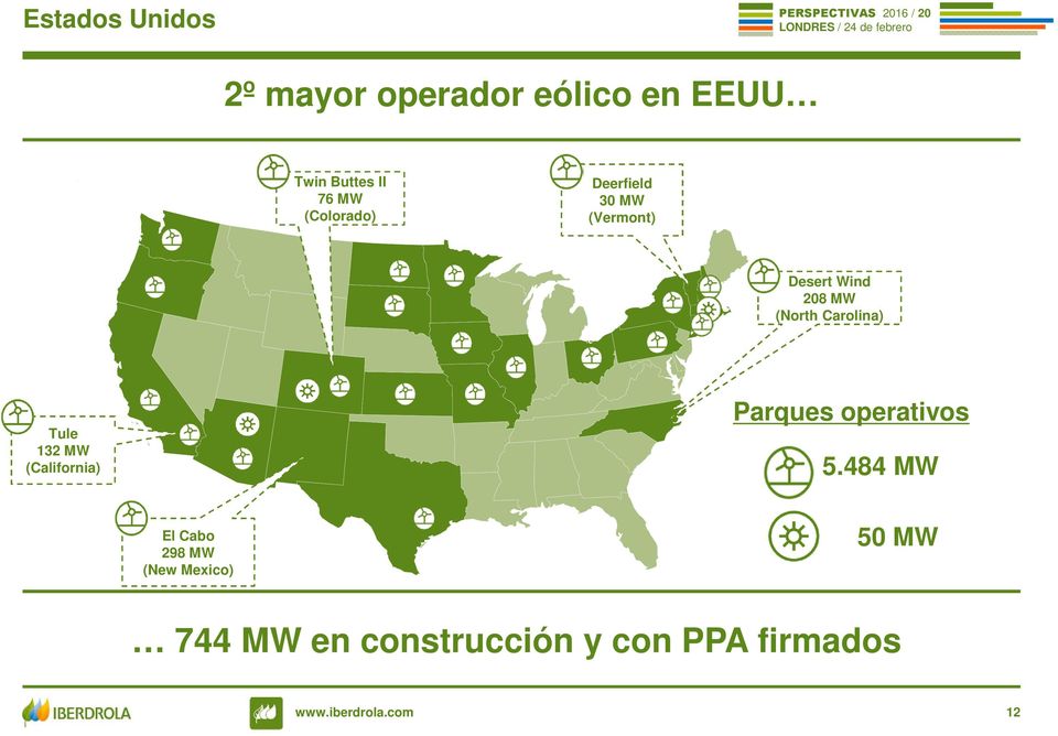Carolina) Tule 132 MW (California) Parques operativos 5.