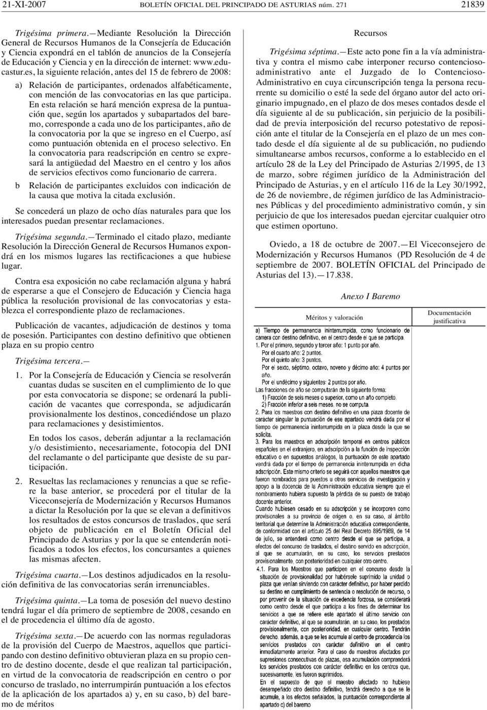 internet: www.educastur.es, la siguiente relación, antes del 15 de febrero de 2008: a) Relación de participantes, ordenados alfabéticamente, con mención de las convocatorias en las que participa.