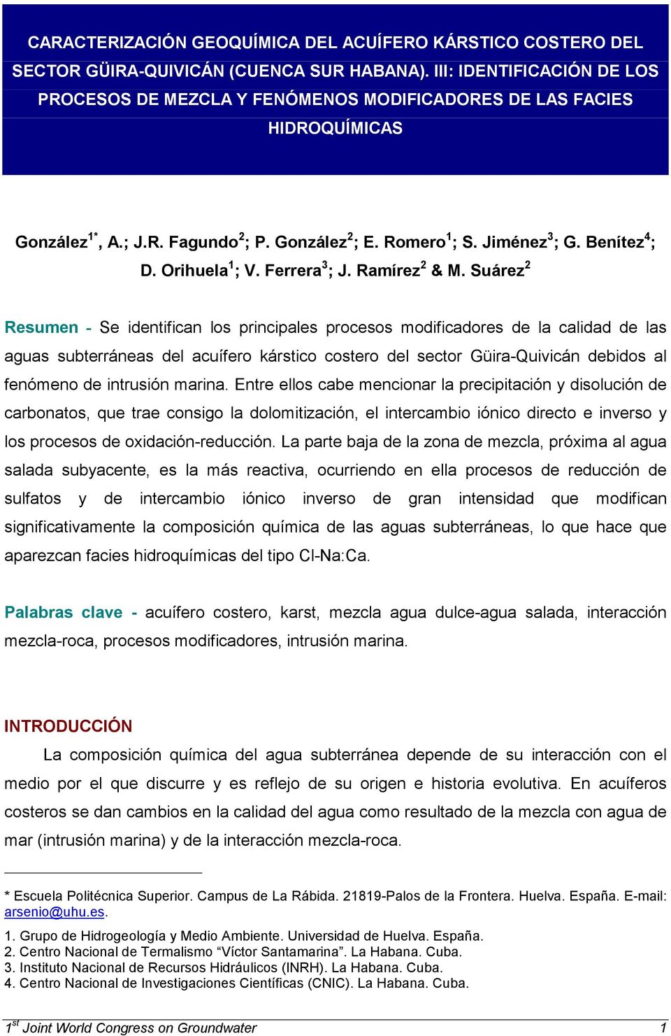 Orihuela 1 ; V. Ferrera 3 ; J. Ramírez 2 & M.