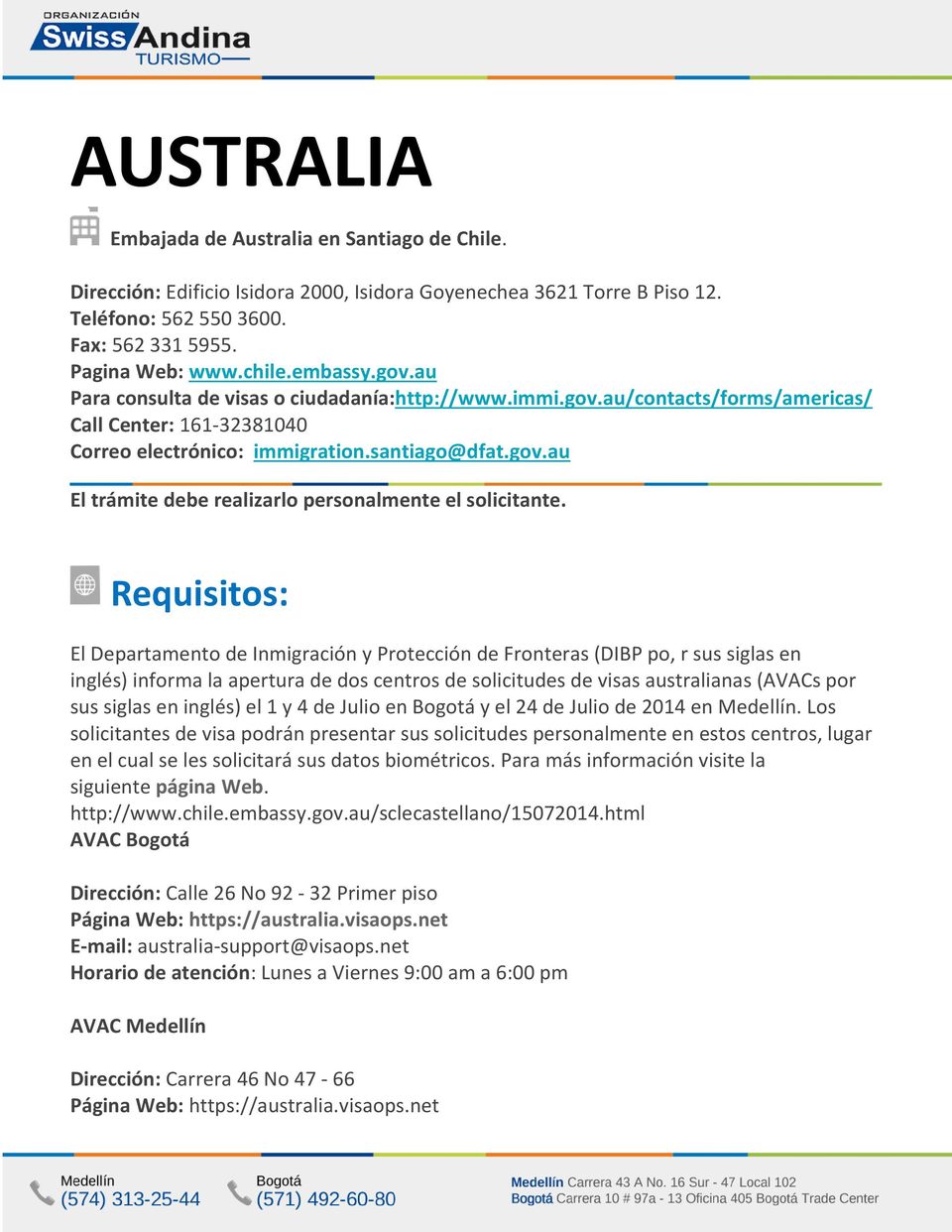 Requisitos: El Departamento de Inmigración y Protección de Fronteras (DIBP po, r sus siglas en inglés) informa la apertura de dos centros de solicitudes de visas australianas (AVACs por sus siglas en