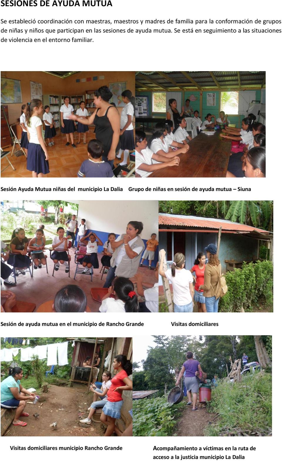 Sesión Ayuda Mutua niñas del municipio La Dalia Grupo de niñas en sesión de ayuda mutua Siuna Sesión de ayuda mutua en el municipio de