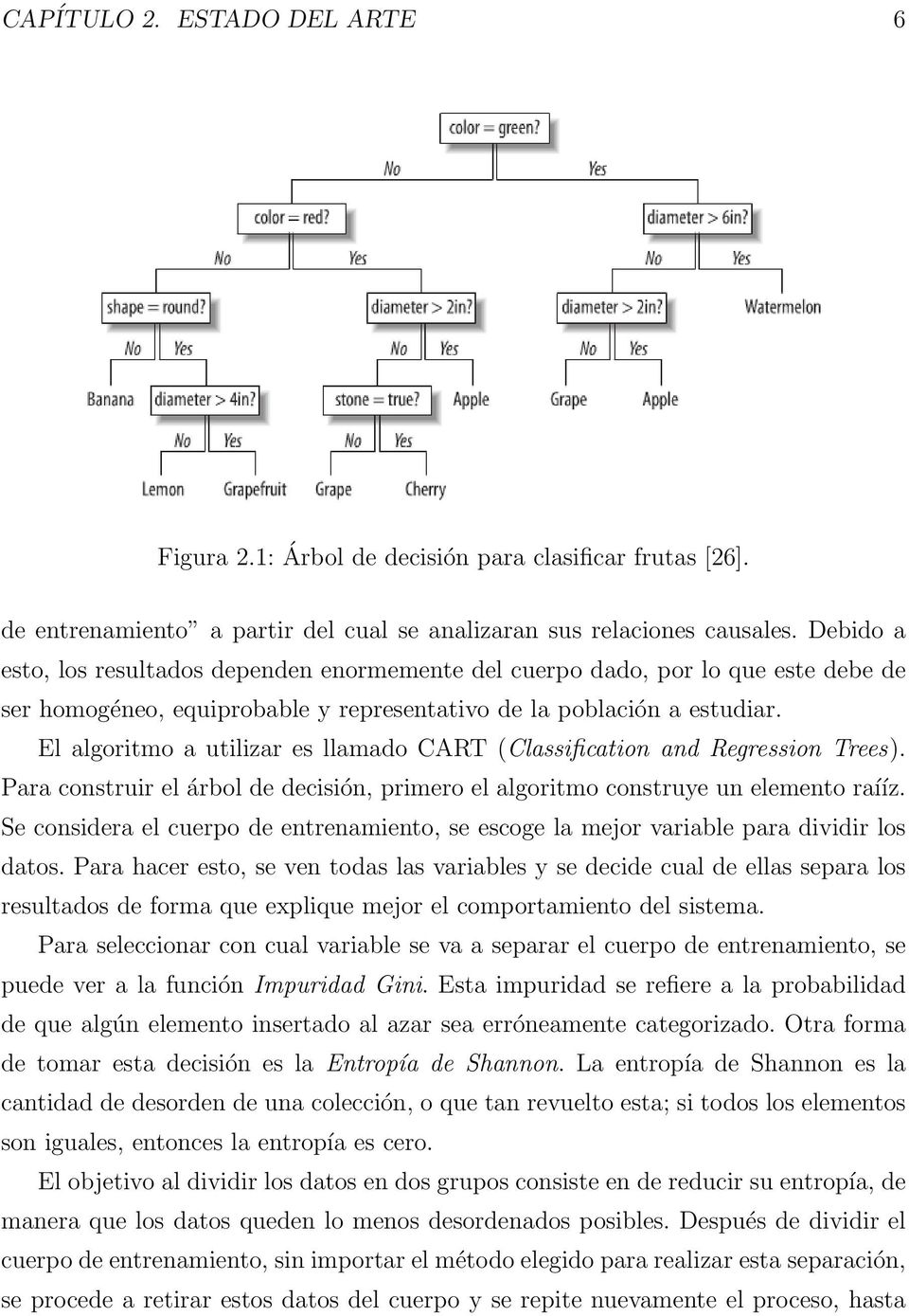 El algoritmo a utilizar es llamado CART (Classification and Regression Trees). Para construir el árbol de decisión, primero el algoritmo construye un elemento raííz.