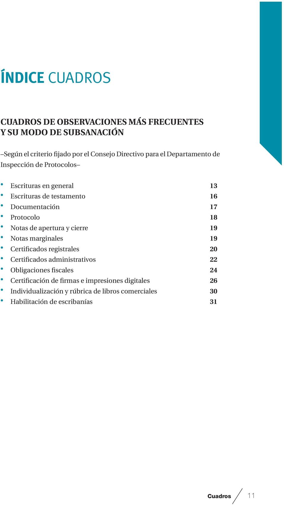 apertura y cierre 19 Notas marginales 19 Certificados registrales 20 Certificados administrativos 22 Obligaciones fiscales 24
