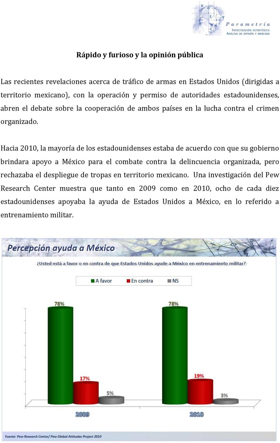 Hacia 2010, la mayoría de los estadounidenses estaba de acuerdo con que su gobierno brindara apoyo a México para el combate contra la delincuencia organizada, pero rechazaba el