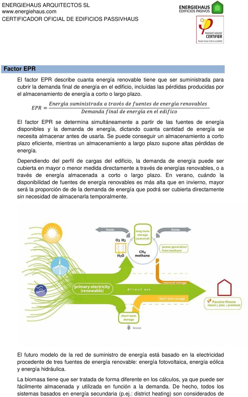 EPR = Energía suministrada a través de fuentes de energía renovables Demanda final de energía en el edifico El factor EPR se determina simultáneamente a partir de las fuentes de energía disponibles y