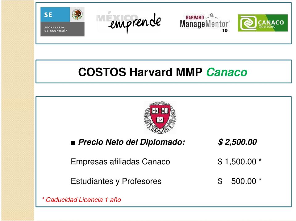 00 Empresas afiliadas Canaco $ 1,500.