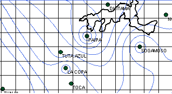 Figura 9. Generación de Isolíneas para parámetros climáticos a partir de integración de un Sistema de Información Geográfica (SIG). 2.