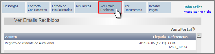 5. Mensajes Recibidos Cuando el usuario pulsa el botón Ver Emails Recibidos, aparece un Grid con los Emails que este usuario ha recibido desde las TS Notificador por Email.
