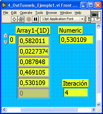 El tunnel indexado entrega los cinco números aleatorios generados durante las cinco iteraciones El tunnel no indexado entrega solo el número aleatorio generado durante la ultima