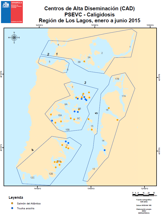 Mapa N 6: Distribución espacial de centros CAD Caligidosis