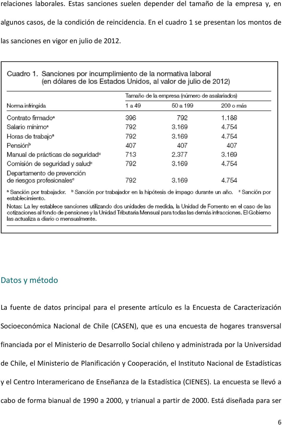Datos y método La fuente de datos principal para el presente artículo es la Encuesta de Caracterización Socioeconómica Nacional de Chile (CASEN), que es una encuesta de hogares transversal