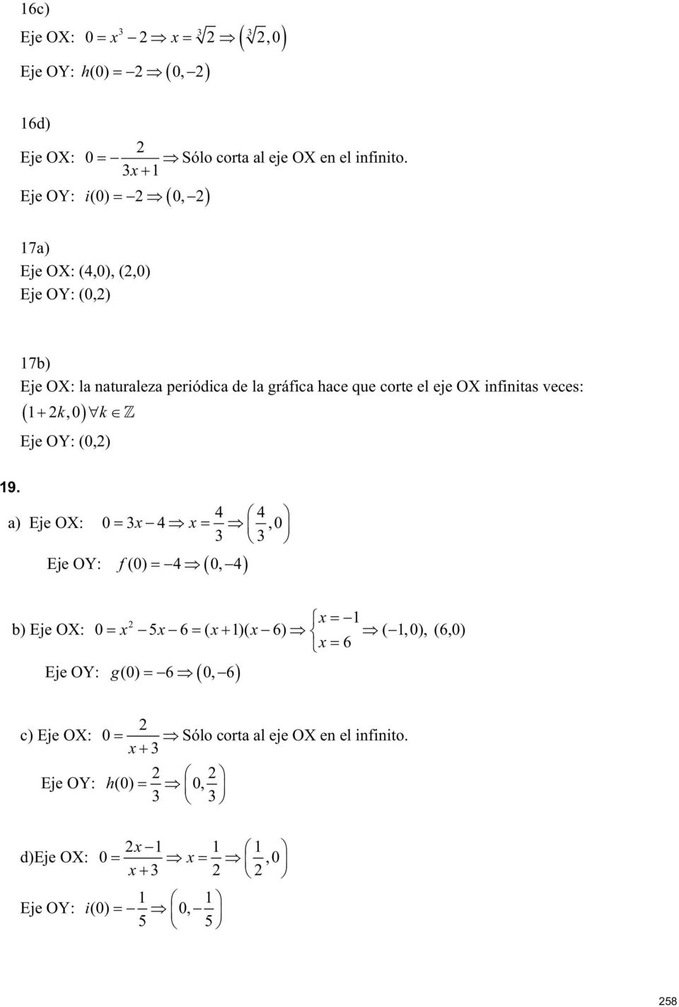 OX infinitas veces: 1 k,0 k Eje OY: (0,) 19.