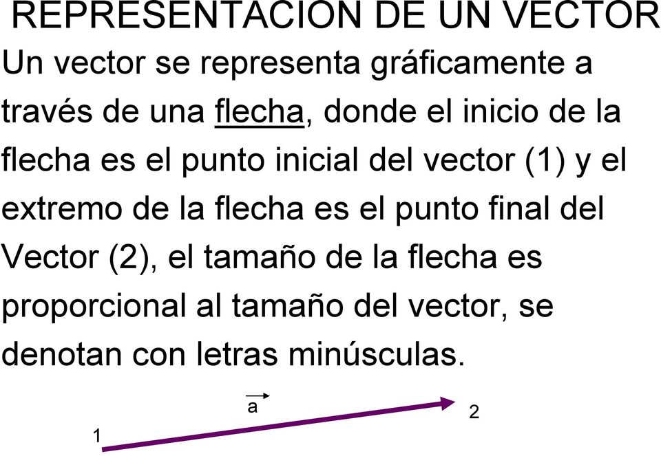 el extremo de la flecha es el punto final del Vector (2), el tamaño de la