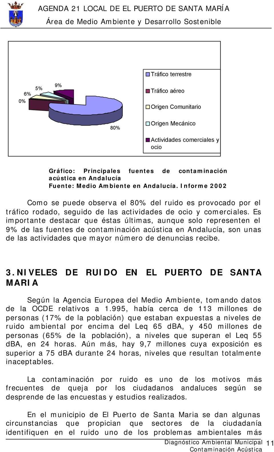 Es importante destacar que éstas últimas, aunque solo representen el 9% de las fuentes de contaminación acústica en Andalucía, son unas de las actividades que mayor número de denuncias recibe. 3.