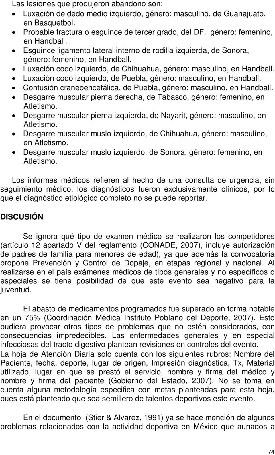 Luxación codo izquierdo, de Chihuahua, género: masculino, en Handball. Luxación codo izquierdo, de Puebla, género: masculino, en Handball.