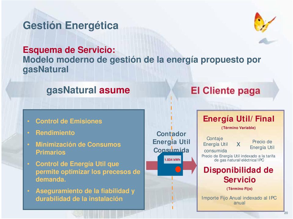 Aseguramiento de la fiabilidad y durabilidad de la instalación Contador Energía Util Consumida 1.