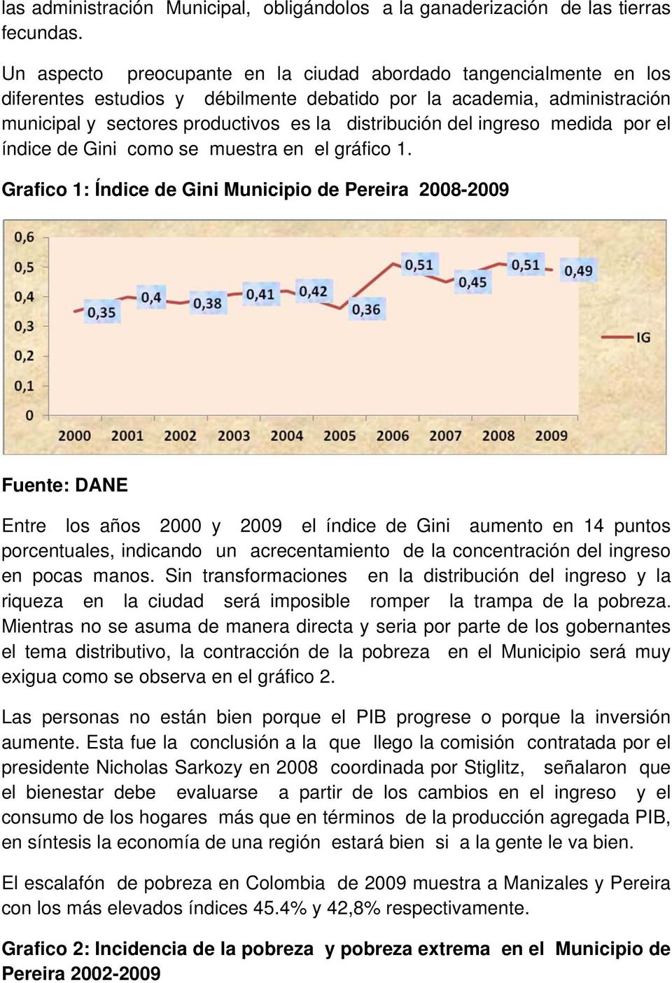ingreso medida por el índice de Gini como se muestra en el gráfico 1.