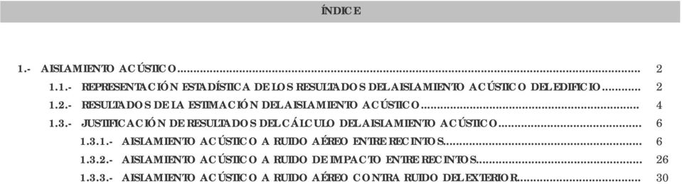 - JUSTIFICACIÓN DE RESULTADOS DEL CÁLCULO DEL AISLAMIENTO ACÚSTICO... 6 1.