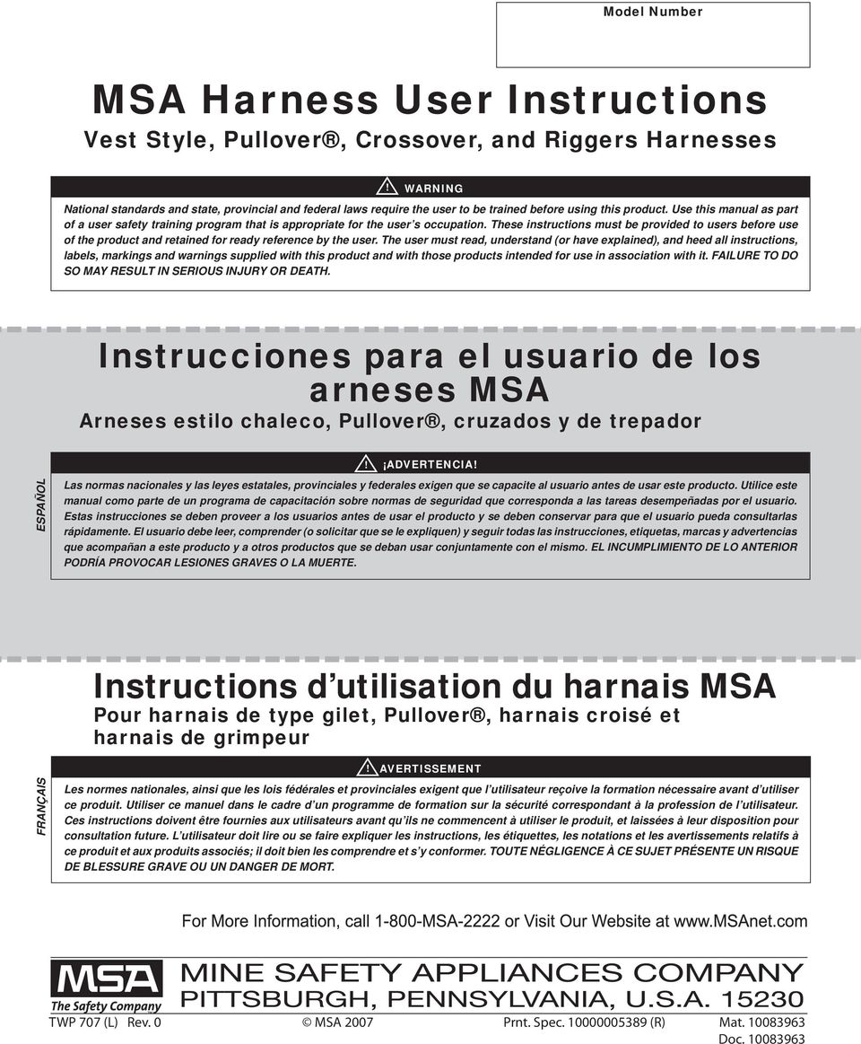 Use this manual as part of a user safety training program that is appropriate for the user s occupation.