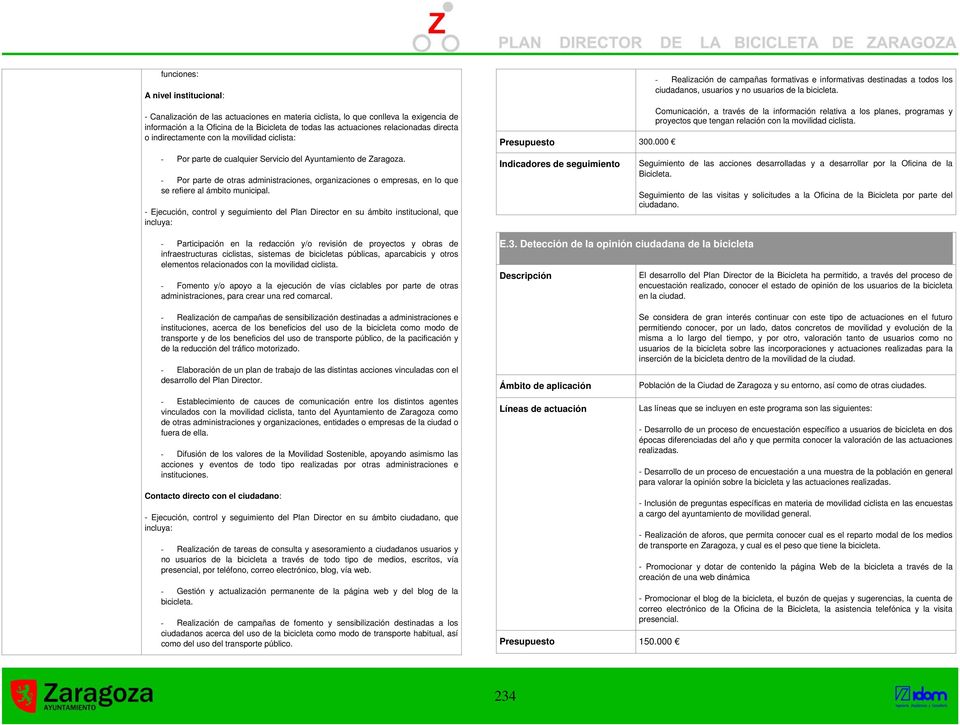 Comunicación, a través de la información relativa a los planes, programas y proyectos que tengan relación con la movilidad ciclista. - Por parte de cualquier Servicio del Ayuntamiento de Zaragoza.