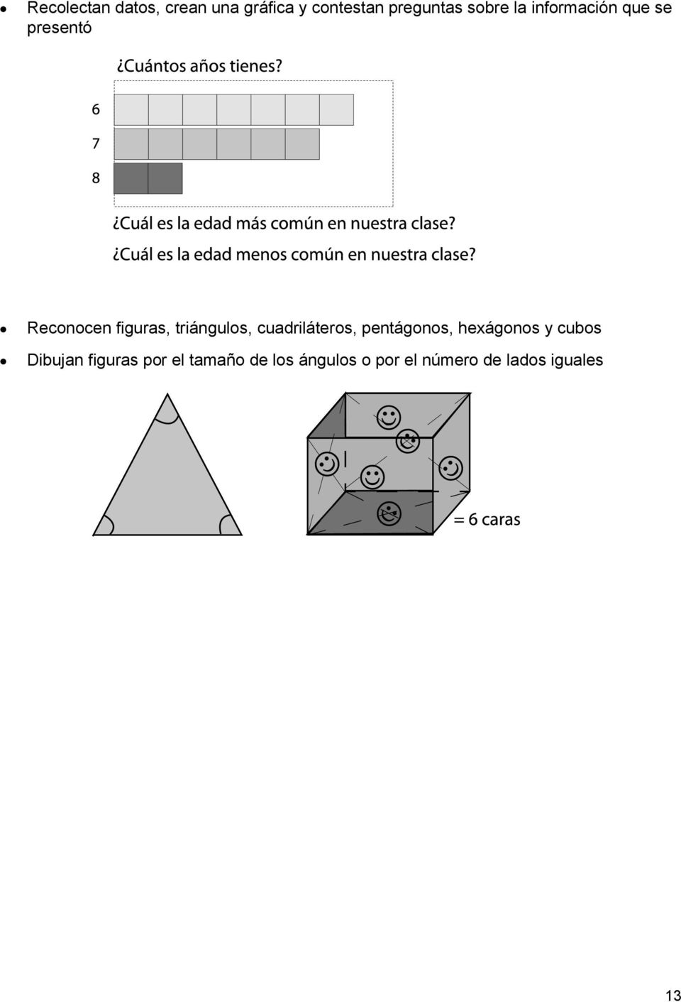 triángulos, cuadriláteros, pentágonos, hexágonos y cubos