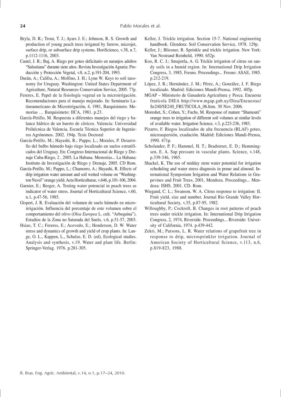 191-24, 1993. Durán, A.; Clifr, A.; Molfino, J. H.; Lynn W. Keys to soil txonomy for Uruguy. Wshington: United Sttes Deprtment of Agriculture, Nturl Resources Conservtion Service, 25. 77p. Fereres, E.