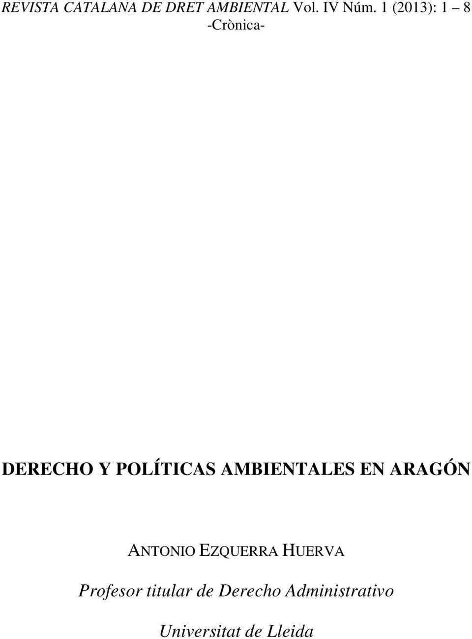 AMBIENTALES EN ARAGÓN ANTONIO EZQUERRA HUERVA