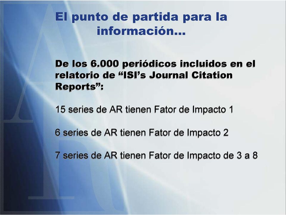 Citation Reports : 15 series de AR tienen Fator de Impacto 1 6