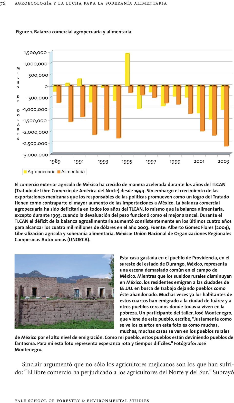 2003 Agropecuaria Alimentaria El comercio exterior agrícola de México ha crecido de manera acelerada durante los años del TLCAN (Tratado de Libre Comercio de América del Norte) desde 1994.