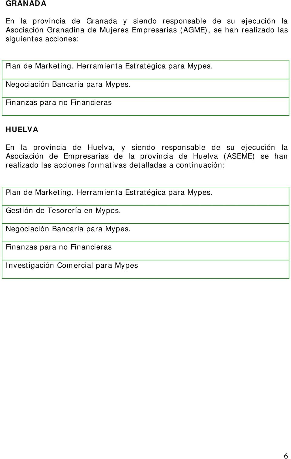 Huelva, y siendo responsable de su ejecución la Asociación de Empresarias de la provincia de Huelva