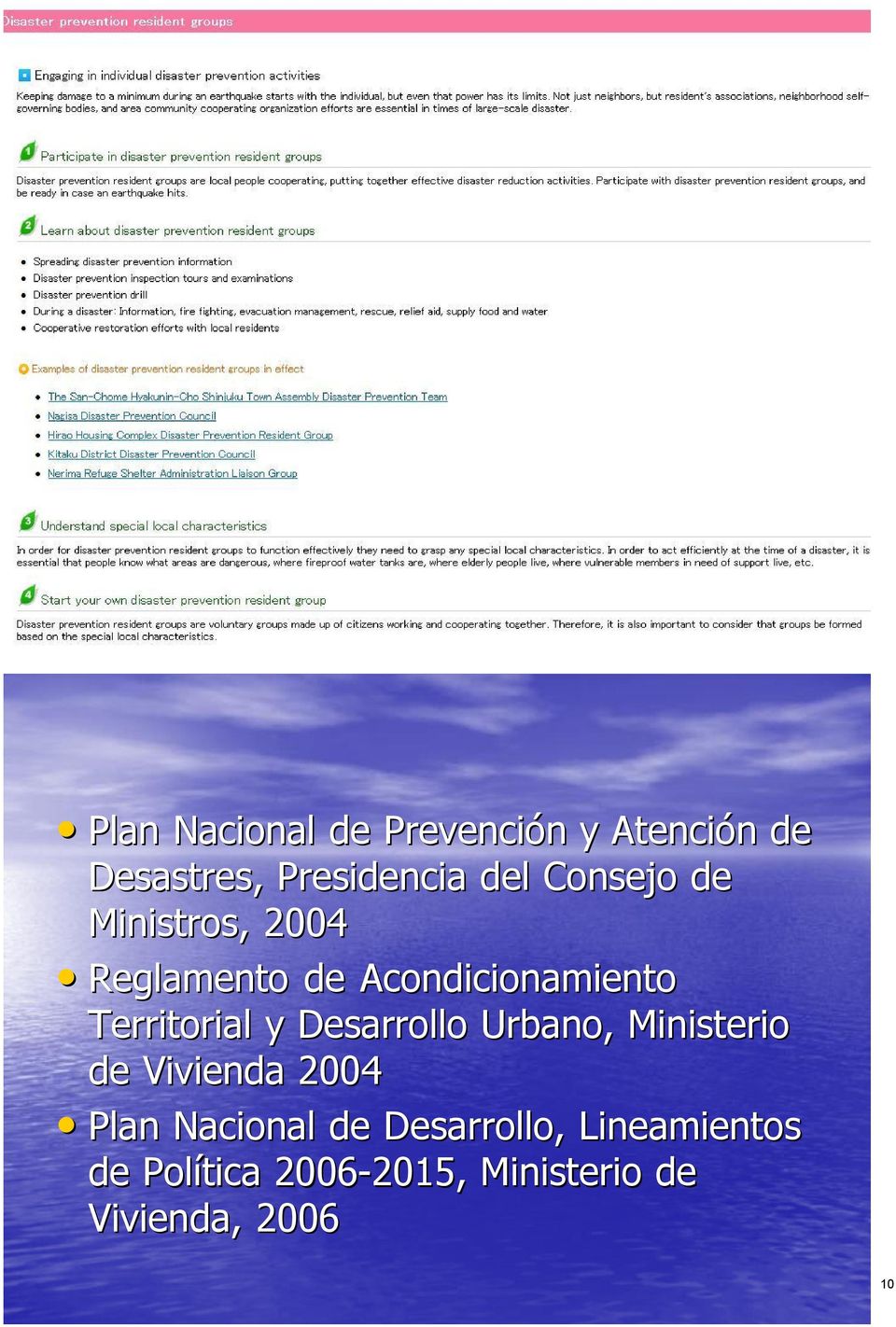 Desarrollo Urbano, Ministerio de Vivienda 2004 Plan Nacional de