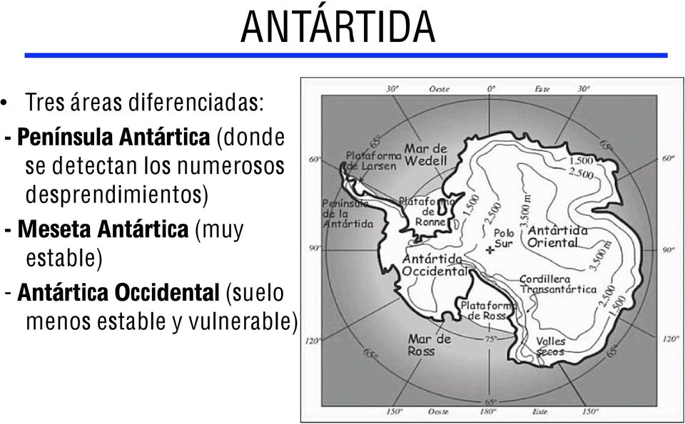desprendimientos) - Meseta Antártica (muy