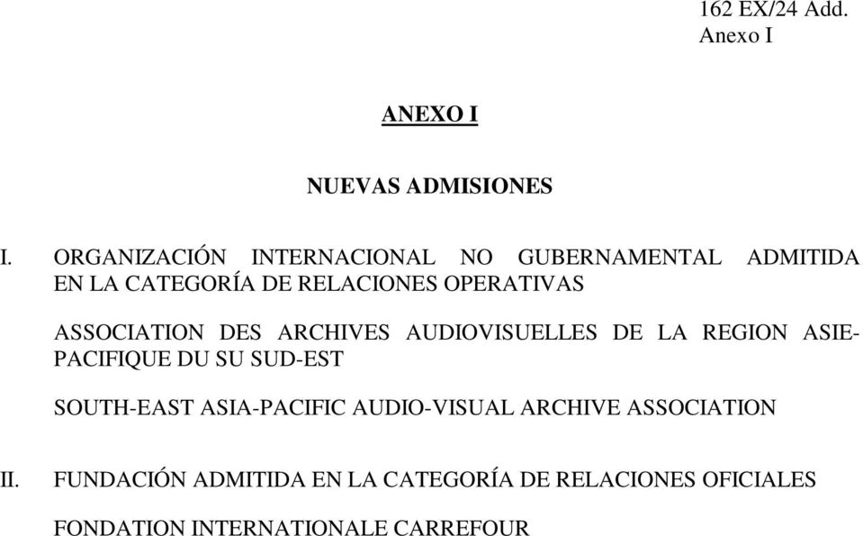 ASSOCIATION DES ARCHIVES AUDIOVISUELLES DE LA REGION ASIE- PACIFIQUE DU SU SUD-EST SOUTH-EAST