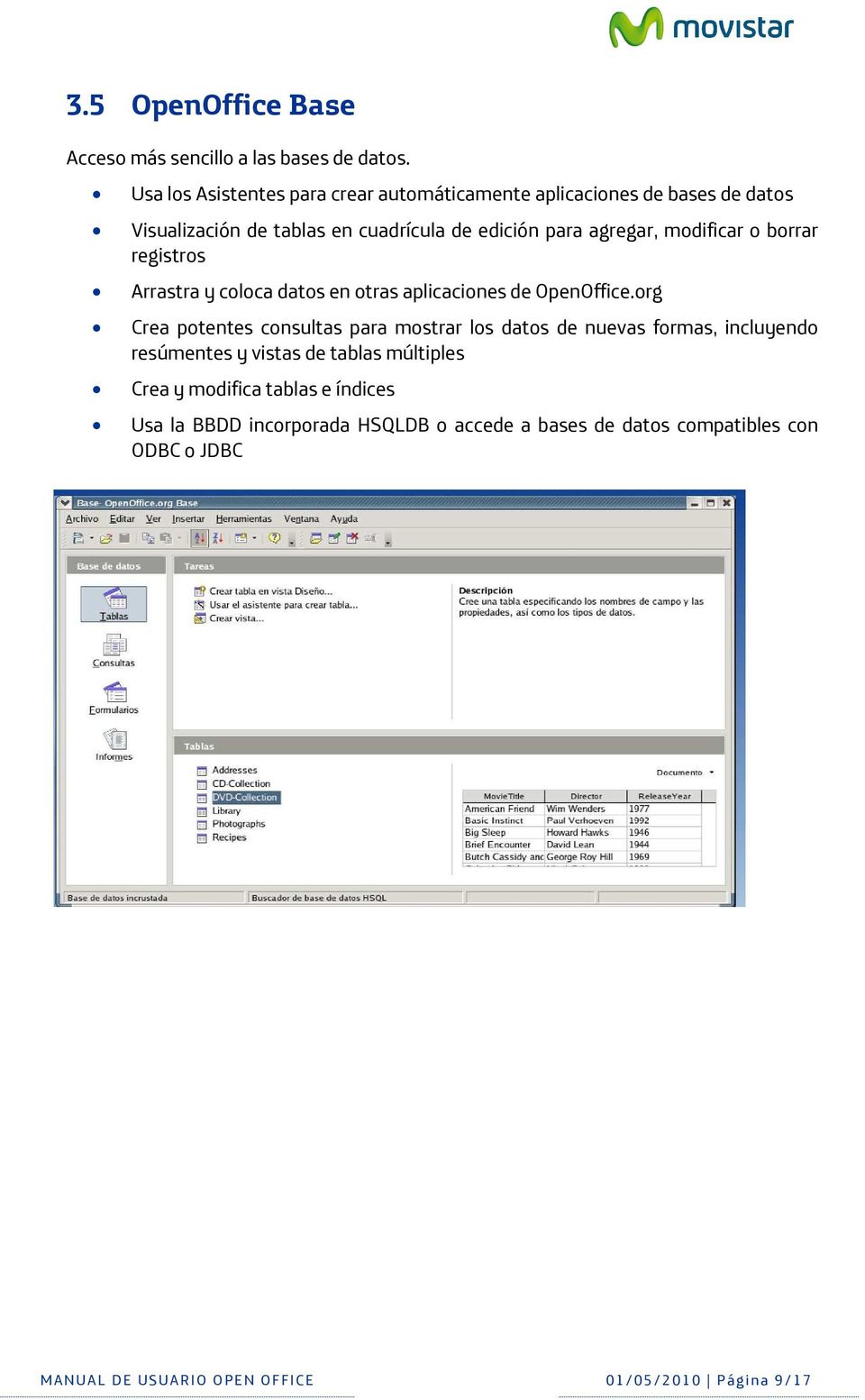 borrar registros Arrastra y coloca datos en otras aplicaciones de OpenOffice.