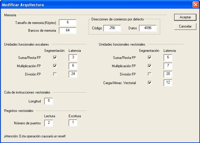 Menús Recuperar configuración Permite recuperar una configuración de la arquitectura del procesador DLXV. La Figura 3.5 muestra las funciones disponibles en el menú Configuración. 3.3.1.
