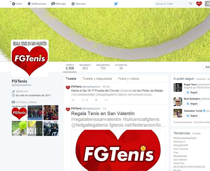 ÁREA DE COMUNICACIÓN REDES SOCIALES: Durante el 2014, la Federación Gallega de Tenis continuó apostando por la información mediante las redes sociales, plataformas ideales para la promoción del Tenis